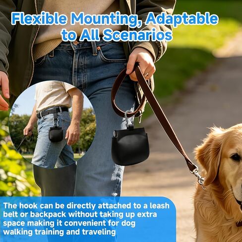 Silicone Dog Treat Pouch with Auto-Closing Lid, One-Hand Access Training Pouch with Pull Tab, Small Pocket Sized Dog Treat Bag with Clip for Leash, Waterproof Puppy Training & Walking in Kuwait