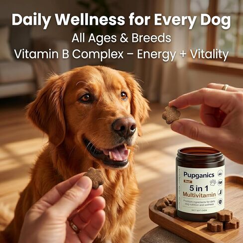 مضغ Pupganics متعدد الفيتامينات يوميًا ناعمًا، مضغ متعدد الفيتامينات لتخفيف الحكة للكلاب، فيتامينات طبيعية، جلد ومعطف صحي، الجهاز الهضمي وتعزيز المناعة، 60 مضغ (لحم البقر) in Kuwait