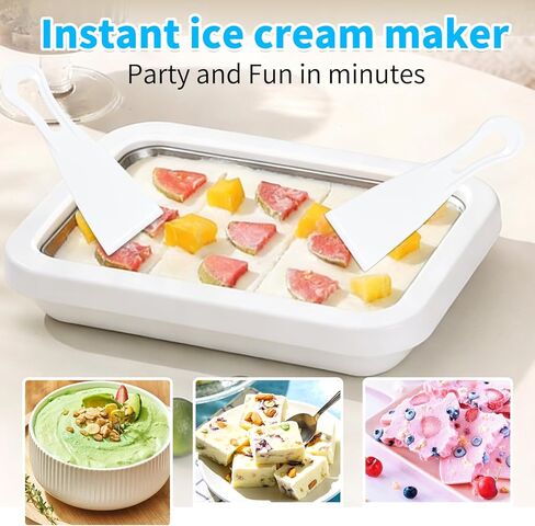 At-Home Rolled Ice Cream Maker - Food Grade Stainless Steel DIY Machine for Frozen Yogurt/Slushie,white Home Dessert Maker & Birthday Gift, Homemade DIY (White) in Kuwait
