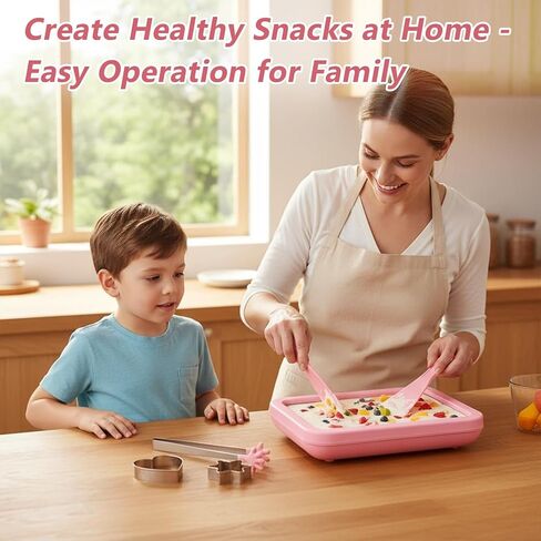 Rolled Ice Cream Maker with Tray, 2 Scrapers, 2 Molds & Clip, Instant Ice Cream Maker for Family Gatherings(Pink) in Kuwait