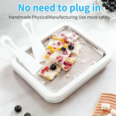 At-Home Rolled Ice Cream Maker - Food Grade Stainless Steel DIY Machine for Frozen Yogurt/Slushie,white Home Dessert Maker & Birthday Gift, Homemade DIY (White) in Kuwait