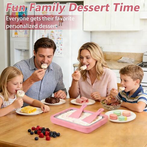 Rolled Ice Cream Maker with Tray, 2 Scrapers, 2 Molds & Clip, Instant Ice Cream Maker for Family Gatherings(Pink) in Kuwait