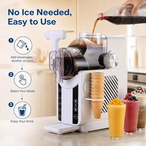 Soft Serve Ice Cream Machine - 67 oz Slushie Machine for Home, 2-In-1 Soft Ice Cream Slushy Maker with 5 Pre-Set Modes, No Ice Needed Frozen Drink Machine for Margarita, Milkshake, Frappés (White) in Kuwait