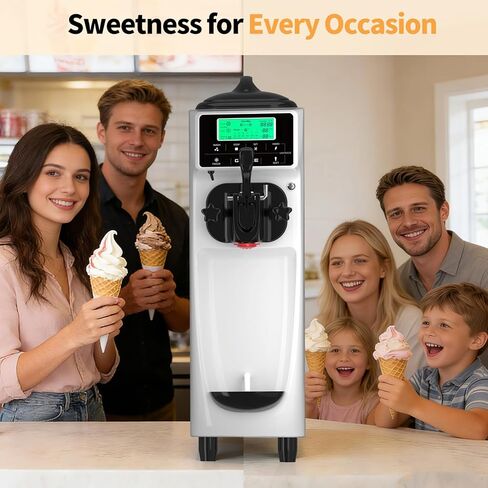 Ice Cream Machine – 3.5 Gals/H Single Flavor Ice Cream Maker 5 Inch Screen Soft Serve Ice Cream Machine with Pre-Cooling Soft Serve Machine with 1.6 Gals Tank for Home, Parties,Cafés,and School in Kuwait