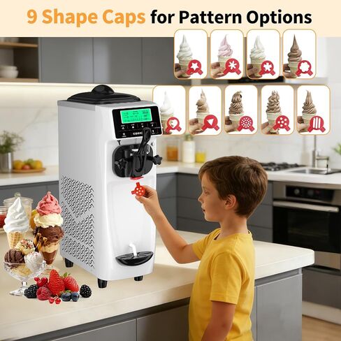 Ice Cream Machine – 3.5 Gals/H Single Flavor Ice Cream Maker 5 Inch Screen Soft Serve Ice Cream Machine with Pre-Cooling Soft Serve Machine with 1.6 Gals Tank for Home, Parties,Cafés,and School in Kuwait