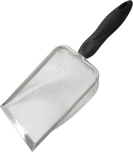 Murtenze Stainless Steel Cat Litter Scoop, Non-Stick Coated Metal Fine Sand Litter Scoop, Mesh Shovel for Reptile Kitten Pooper (Black, 2mm mesh) in Kuwait
