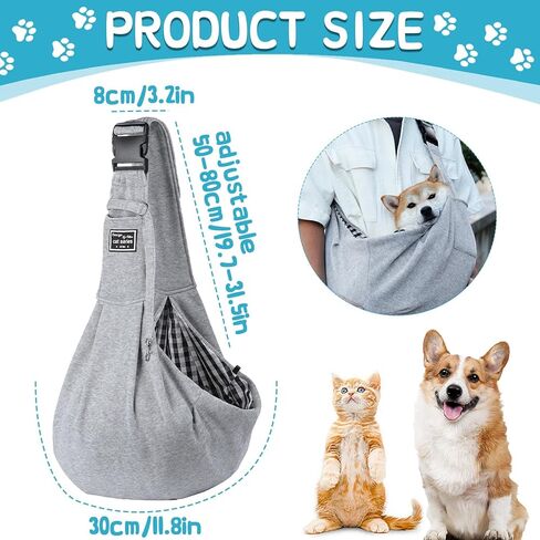 Dog Carrier Sling, Puppy Sling Carrier with Storage Pocket, Hand-Free Dog Sling Carrier for Carry Small Dogs and Cats, Travel Safety Harness, Dog and Cat Harness,Dog Sling up to 10 kg (Grey) in Kuwait