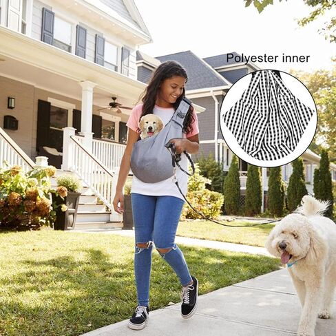 Dog Carrier Sling, Puppy Sling Carrier with Storage Pocket, Hand-Free Dog Sling Carrier for Carry Small Dogs and Cats, Travel Safety Harness, Dog and Cat Harness,Dog Sling up to 10 kg (Grey) in Kuwait