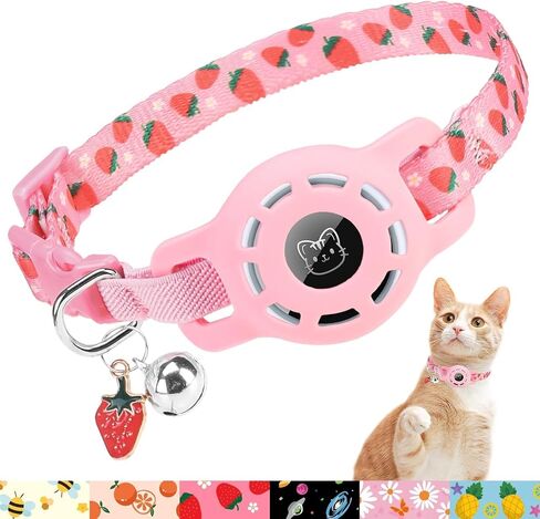BINGPET AirTag Cat Collar with Bells, Upgraded Safety Elastic Cat Collar with Airtag Cat Collar Holder, Anti-Lost Cat Collars for Girl Boy Cats, Anti-Suffocation Kitty Puppy Collars in Saudi Arabia