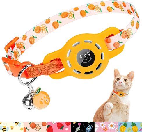 BINGPET AirTag Cat Collar with Bells, Upgraded Safety Elastic Cat Collar with Airtag Cat Collar Holder, Anti-Lost Cat Collars for Girl Boy Cats, Anti-Suffocation Kitty Puppy Collars in Saudi Arabia