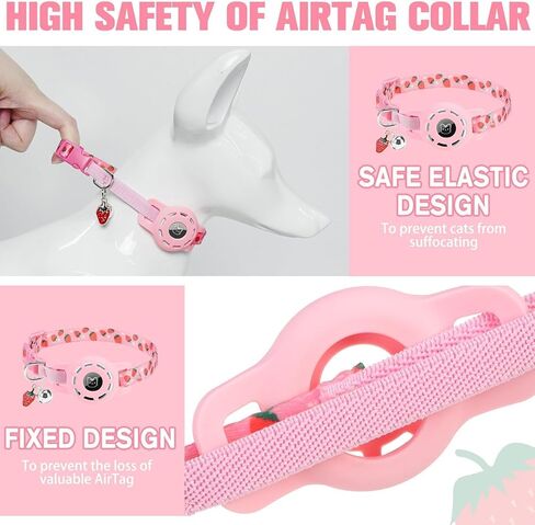 BINGPET AirTag Cat Collar with Bells, Upgraded Safety Elastic Cat Collar with Airtag Cat Collar Holder, Anti-Lost Cat Collars for Girl Boy Cats, Anti-Suffocation Kitty Puppy Collars in Saudi Arabia