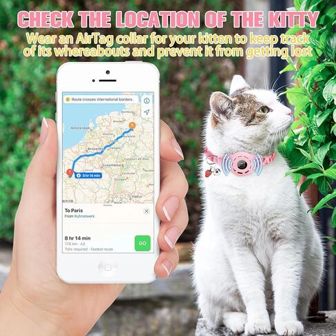 BINGPET AirTag Cat Collar with Bells, Upgraded Safety Elastic Cat Collar with Airtag Cat Collar Holder, Anti-Lost Cat Collars for Girl Boy Cats, Anti-Suffocation Kitty Puppy Collars in Saudi Arabia