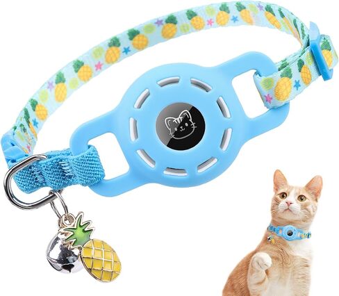 BINGPET AirTag Cat Collar with Bells, Upgraded Safety Elastic Cat Collar with Airtag Cat Collar Holder, Anti-Lost Cat Collars for Girl Boy Cats, Anti-Suffocation Kitty Puppy Collars in Saudi Arabia