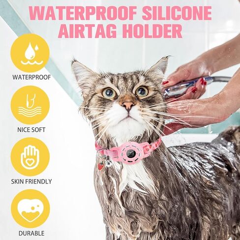 BINGPET AirTag Cat Collar with Bells, Upgraded Safety Elastic Cat Collar with Airtag Cat Collar Holder, Anti-Lost Cat Collars for Girl Boy Cats, Anti-Suffocation Kitty Puppy Collars in Saudi Arabia
