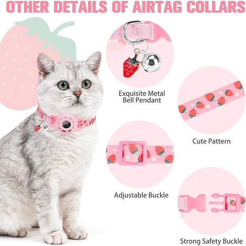 BINGPET AirTag Cat Collar with Bells, Upgraded Safety Elastic Cat Collar with Airtag Cat Collar Holder, Anti-Lost Cat Collars for Girl Boy Cats, Anti-Suffocation Kitty Puppy Collars in Saudi Arabia
