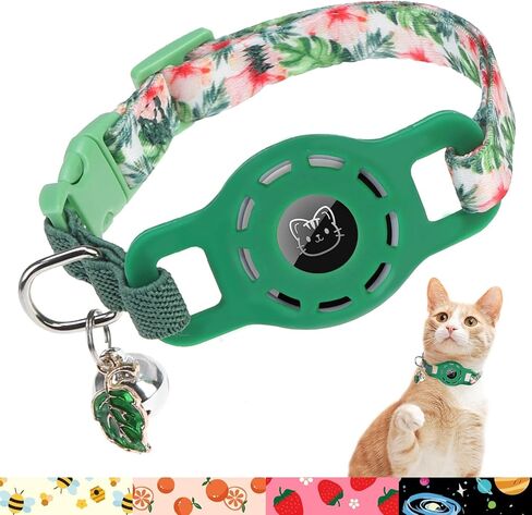 BINGPET AirTag Cat Collar with Bells, Upgraded Safety Elastic Cat Collar with Airtag Cat Collar Holder, Anti-Lost Cat Collars for Girl Boy Cats, Anti-Suffocation Kitty Puppy Collars in Saudi Arabia