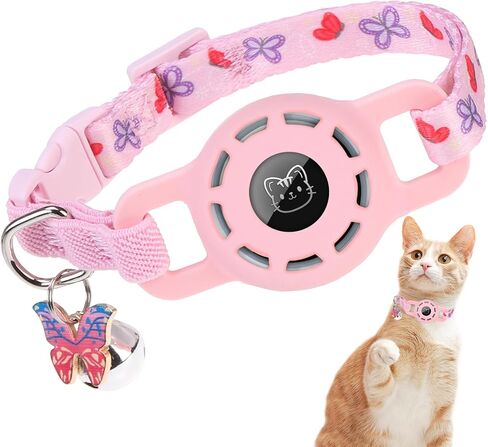BINGPET AirTag Cat Collar with Bells, Upgraded Safety Elastic Cat Collar with Airtag Cat Collar Holder, Anti-Lost Cat Collars for Girl Boy Cats, Anti-Suffocation Kitty Puppy Collars in Saudi Arabia