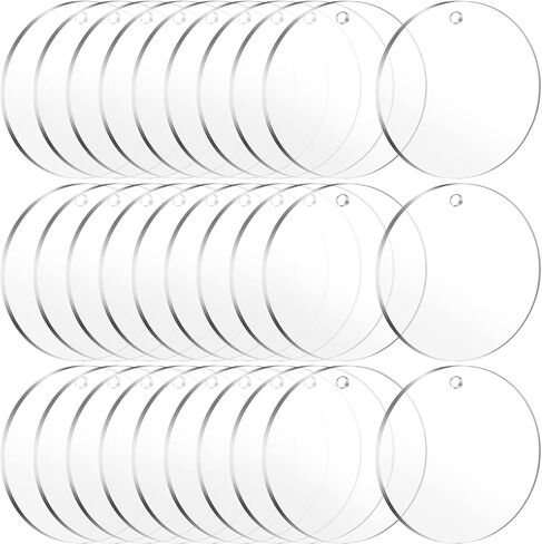 30 Pieces 2.5 Inch Round Acrylic Keychain Blanks, 1/8 Inch Thick Clear Acrylic Circle Disc with Hole, Blank Keychains for Vinyl, Perfect for DIY Acrylic Ornaments, Monogram Keychains, Keepsake in Saudi Arabia