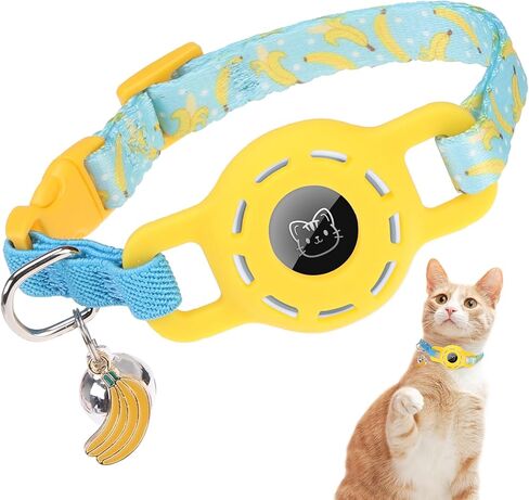 BINGPET AirTag Cat Collar with Bells, Upgraded Safety Elastic Cat Collar with Airtag Cat Collar Holder, Anti-Lost Cat Collars for Girl Boy Cats, Anti-Suffocation Kitty Puppy Collars in Saudi Arabia