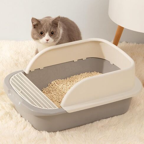 Cat Easy Clean Tall Bedpan 18" X 12" X 7" with Pet Supplies Pet Toilet for Medium Large K, Gray in Kuwait