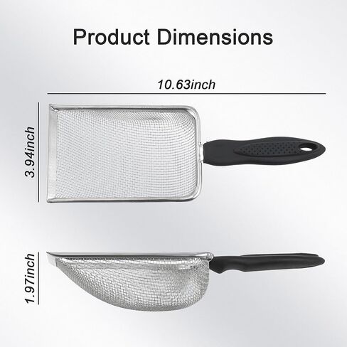 Stainless Steel Mesh Litter Shovel, Metal Non-Slip Black Handle Sifter, Fine Mesh Reptile Cleaner Scooper for Lizard Substrate, Reptile Terrarium Sand & Waste in Kuwait