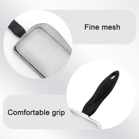 Stainless Steel Mesh Litter Shovel, Metal Non-Slip Black Handle Sifter, Fine Mesh Reptile Cleaner Scooper for Lizard Substrate, Reptile Terrarium Sand & Waste in Kuwait