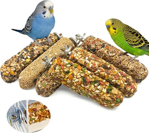 2PCS Parakeet Treat,Natural Parrots Treat Sticks,Vegetable & Grain Flavor Crunch Sticks,Bird Treats for Cockatiel Budgies Lovebirds Canary Conure Finches in Kuwait