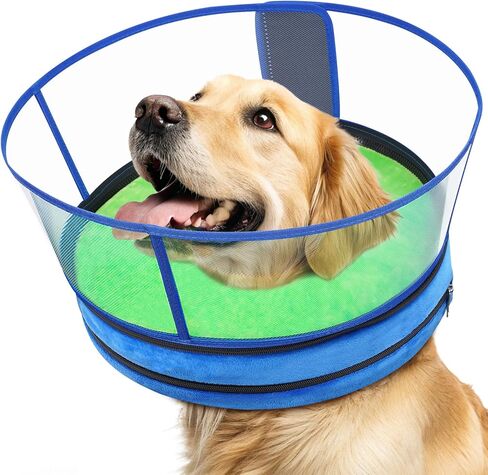 Sponge Dog Cone After Surgery, No Inflation Required Dog Donut Collar to Stop Licking, Inflatable Cone Alternatives for Large Pets, Soft Recovery Collar with Protective Shield (Donut, L) in Kuwait