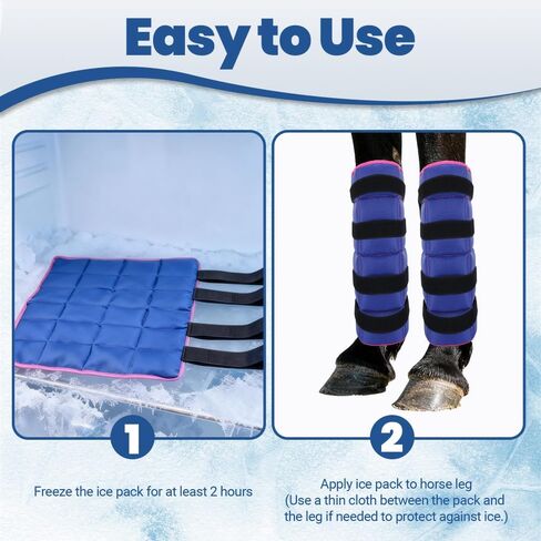 Ice Boot for Horse Reusable Cool Gel Pack Leg Wrap for Injury, Adjustable Ice Horse Leg for Hock, Ankle, Knee, Legs, Boots, and Hooves in Kuwait