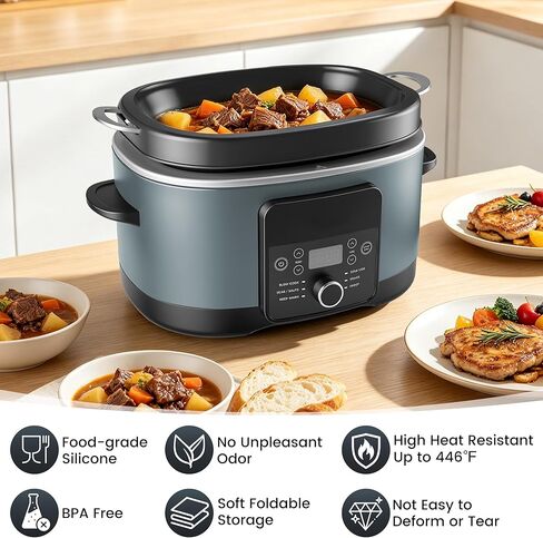 بطانات طهي بطيئة من السيليكون تناسب Ninja Foodi Possible Cooker PRO | بالإضافة إلى 8.5 كوارت MC1000، MC1001، سلسلة MC1010، بطانات أوعية الفخار المصنوعة من السيليكون بنسبة 100% قابلة لإعادة الاستخدام لملحقات الطباخات البطيئة، آمنة للاستخدام في غسالة الأطبا in Kuwait