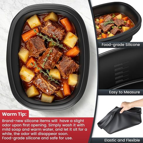 بطانات طهي بطيئة من السيليكون تناسب Ninja Foodi Possible Cooker PRO | بالإضافة إلى 8.5 كوارت MC1000، MC1001، سلسلة MC1010، بطانات أوعية الفخار المصنوعة من السيليكون بنسبة 100% قابلة لإعادة الاستخدام لملحقات الطباخات البطيئة، آمنة للاستخدام في غسالة الأطبا in Kuwait
