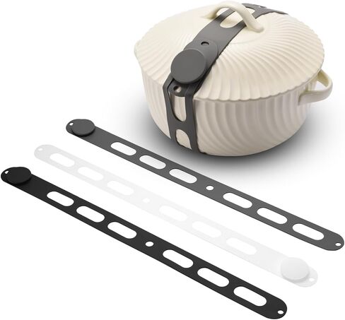 3-Pack Silicone Latch Strap for Slow Cooker Lid, Pot, Bento Box, Adjustable Length and Reusable Elastic Self-Lock Silicone Tie for Bundling or Organizing Curtain, Cords, Yoga Mat, Camping Mat (21 in) in Saudi Arabia