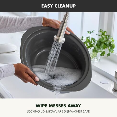 طباخ بطيء بغطاء قفل من GreenPan 8QT، وعاء قابل للإزالة من السيراميك غير لاصق وخالي من PFAS، حافة من السيليكون والزجاج، مناسب للسفر، متعدد الطباخ، موقد مسطح وآمن للفرن 400 درجة فهرنهايت، أجزاء آمنة للاستخدام في غسالة الأطباق، الجرافيت in Kuwait