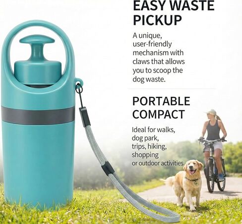 Dog Pooper Scooper, Portable No-Touch Poop Scooper for Small Medium Large Dogs, Dog Waste Pick-Up Collector with 15 Bags & Leak-Proof Storage Container in Kuwait