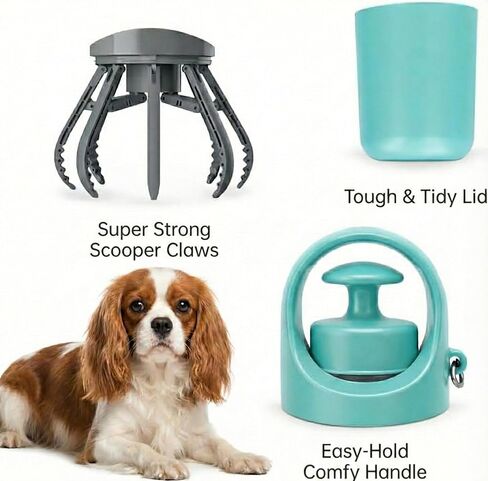 Dog Pooper Scooper, Portable No-Touch Poop Scooper for Small Medium Large Dogs, Dog Waste Pick-Up Collector with 15 Bags & Leak-Proof Storage Container in Kuwait