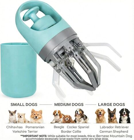 Dog Pooper Scooper, Portable No-Touch Poop Scooper for Small Medium Large Dogs, Dog Waste Pick-Up Collector with 15 Bags & Leak-Proof Storage Container in Kuwait