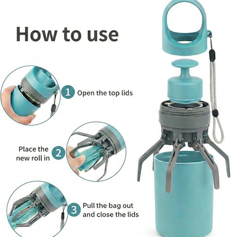 Dog Pooper Scooper, Portable No-Touch Poop Scooper for Small Medium Large Dogs, Dog Waste Pick-Up Collector with 15 Bags & Leak-Proof Storage Container in Kuwait