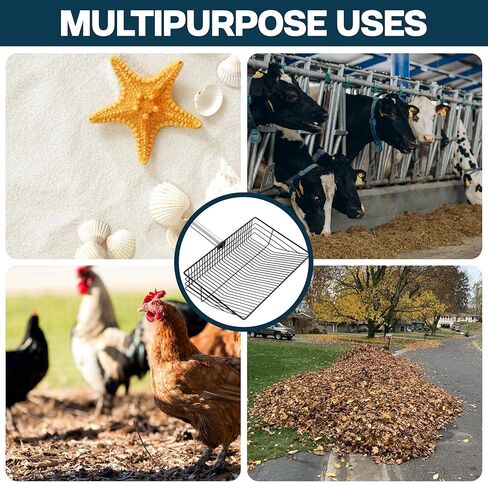 Chicken Poop Scooper - Chicken coop accesories with Hook and Brush, Durable Metal Litter Scoop Heavy Duty and Rust Resistant for Poultry Farmers, Easy to Clean, Lightweight and Portable coop Scoop in Kuwait