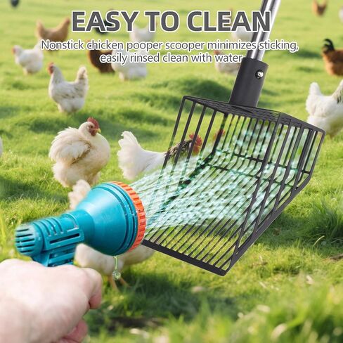 PUPTECK Large Chicken Poop Scooper - Adjustable Long Handle Poop Scooper with Deep Shovel, Detachable Heavy Duty Shovel Multifunctional Chicken Cleaning Tool Coop Accessories(20"-40") in Kuwait
