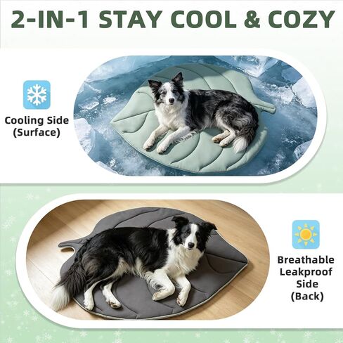 PUPTECK Dog Cooling Mat, 37"x33" Reversible Pet Self-Cooling Bed for Dogs, Thick & Soft Pet Cool Blanket Crate Kennel Pad, for Summer Indoor Outdoor, Green L in Kuwait