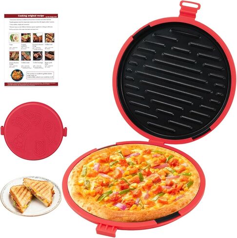 9.5Inch Microwave Sandwich Maker, Microwave Grilled Cheese Maker, Microwave Pizza Oven, Pizza Mark, Bacon Cooker, Toaster, Removable Non-Stick, Grill Crispy in Minutes for Office, Dorm, Travel, Home in Kuwait