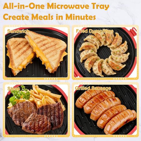 9.5Inch Microwave Sandwich Maker, Microwave Grilled Cheese Maker, Microwave Pizza Oven, Pizza Mark, Bacon Cooker, Toaster, Removable Non-Stick, Grill Crispy in Minutes for Office, Dorm, Travel, Home in Kuwait