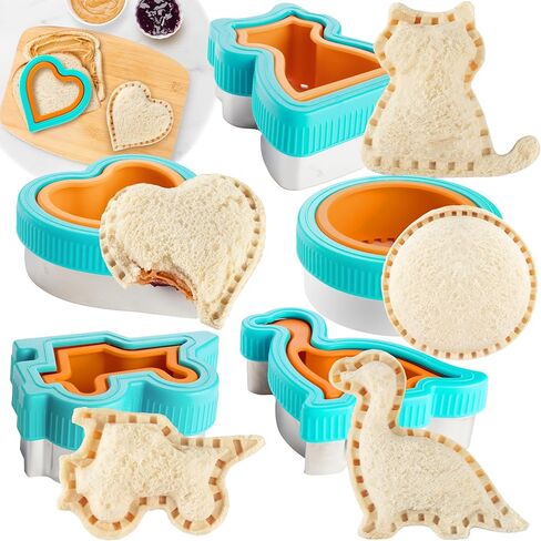 Uncrustable Sandwich Cutter & Sealer 5pc Value Set - Make Five Unique Fun Crustless Stuffed Shapes - Peanut Butter Jelly Kids Meals for Bento Lunch Box & Back to School- Bread Decruster, Easy to Clean in Kuwait