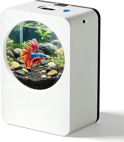 Betta Fish Tank 0.3 Gallon mini Desktop Fish Tank, Aquarium Starter Kits, Small Fish Tank for Office, Home, Bedroom, School, Store, Outdoor Garden, Lawn in Kuwait