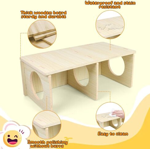 Hamster and Mouse Wooden Tunnel Cage Secret Peep Shed 2-Chamber Wooden Hamsters Chamber for Gerbil Rat Mice Hideout & Tunnel Exploring Toys in Kuwait