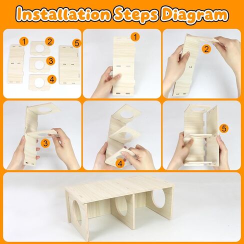 Hamster and Mouse Wooden Tunnel Cage Secret Peep Shed 2-Chamber Wooden Hamsters Chamber for Gerbil Rat Mice Hideout & Tunnel Exploring Toys in Kuwait