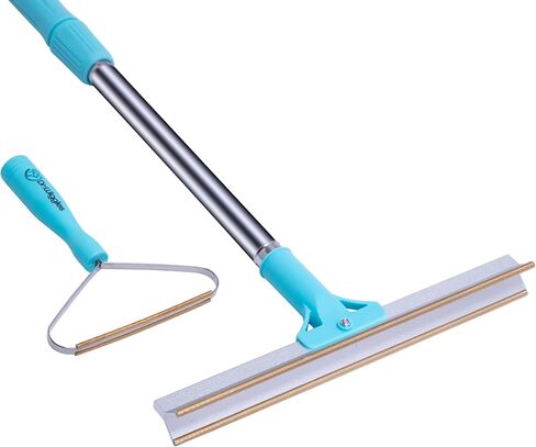 Carpet Rake & Handheld Rake for Pet Hair, Telescopic 56" Adjustable Handle, Pet Hair Removal for Carpet, Bedding, Furniture, Rugs and Car(Broom + Lint Roller) in Kuwait
