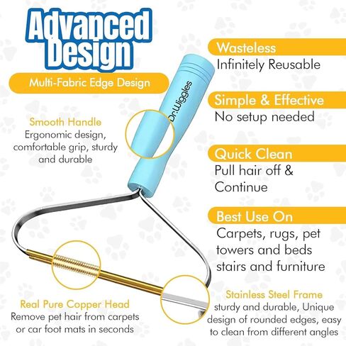 Carpet Rake & Handheld Rake for Pet Hair, Telescopic 56" Adjustable Handle, Pet Hair Removal for Carpet, Bedding, Furniture, Rugs and Car(Broom + Lint Roller) in Kuwait