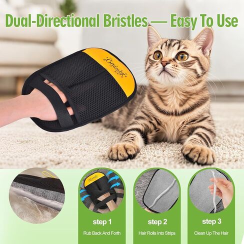 Pet Hair Removal Glove - Reusable Electrostatic Fur Remover for Dogs & Cats | Lint & Hair Remover for Laundry, Clothing, Couch, Carpet, Car Seats in Kuwait