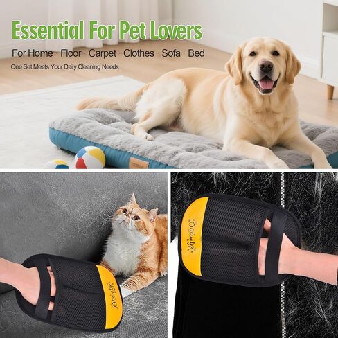 Pet Hair Removal Glove - Reusable Electrostatic Fur Remover for Dogs & Cats | Lint & Hair Remover for Laundry, Clothing, Couch, Carpet, Car Seats in Kuwait